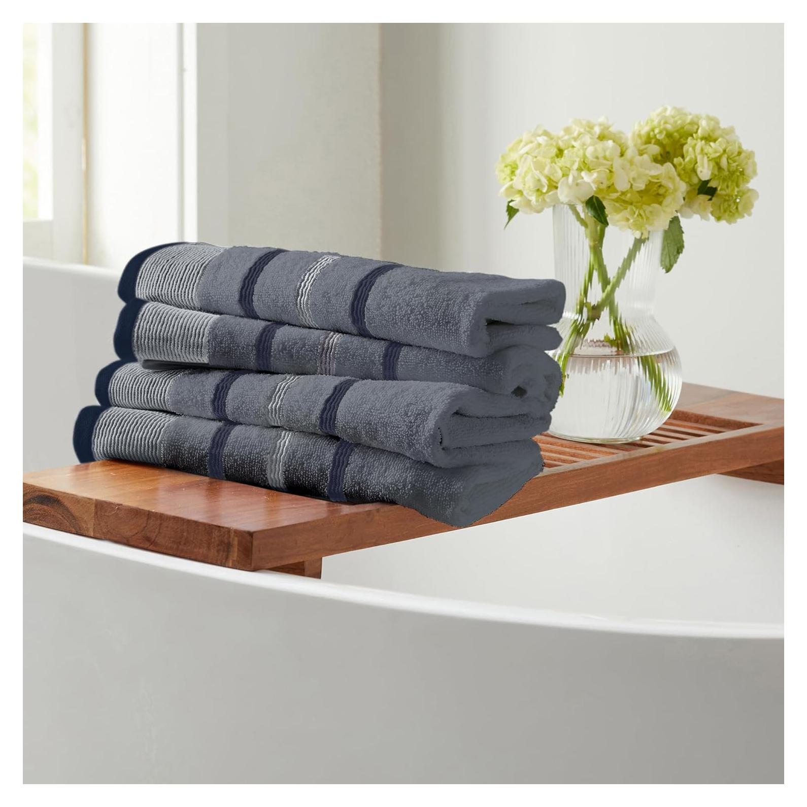 Juego de 4 Toallas de Mano Algodón Great Bay Home 76x41 cm Azul