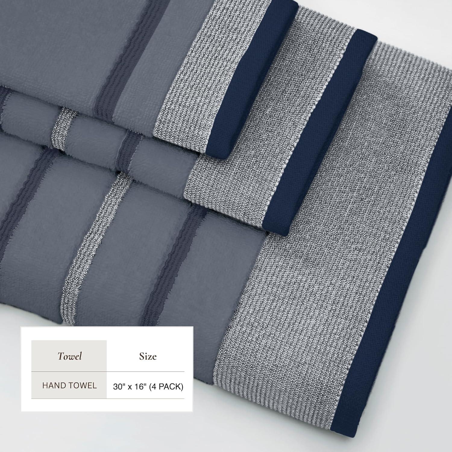 Juego de 4 Toallas de Mano Algodón Great Bay Home 76x41 cm Azul