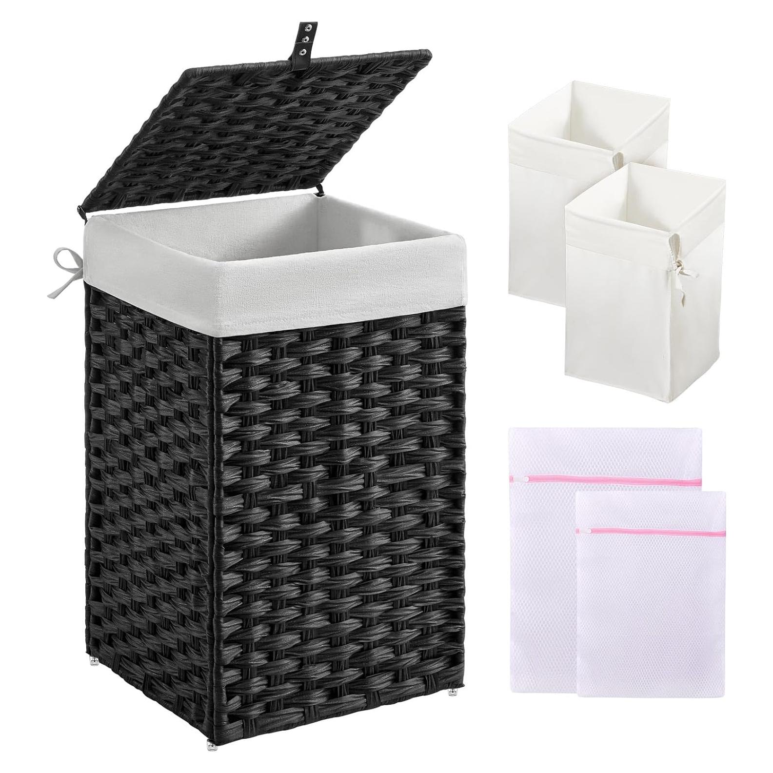 Cesto de Ropa Greenstell 60L con Tapa y 2 Bolsas Removibles