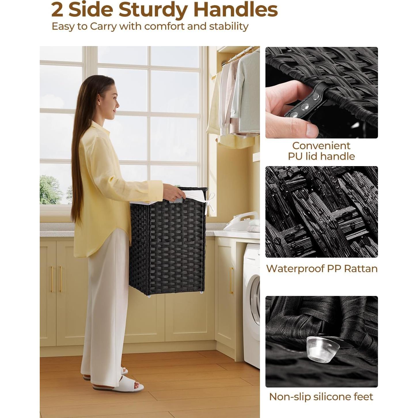 Cesto de Ropa Greenstell 60L con Tapa y 2 Bolsas Removibles