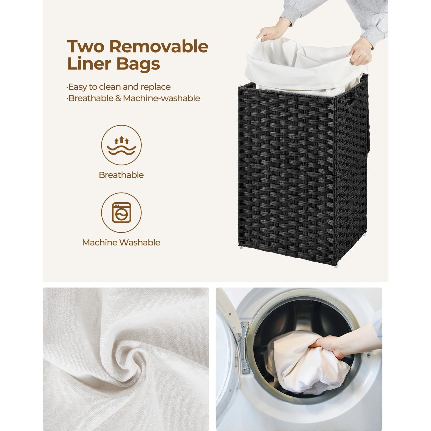 Cesto de Ropa Greenstell 60L con Tapa y 2 Bolsas Removibles