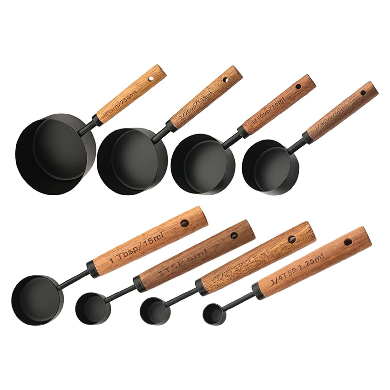 Juego de Tazas y Cucharas Medidoras 8 Piezas Uniturcky Acero Inoxidable