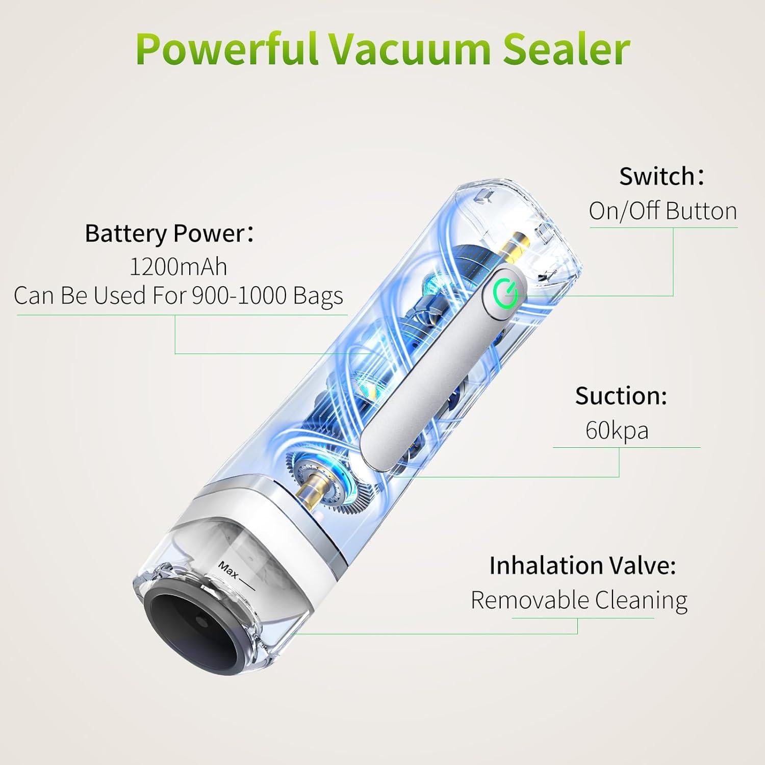 Sellador al vacío portátil HYDMY con 10 bolsas reutilizables