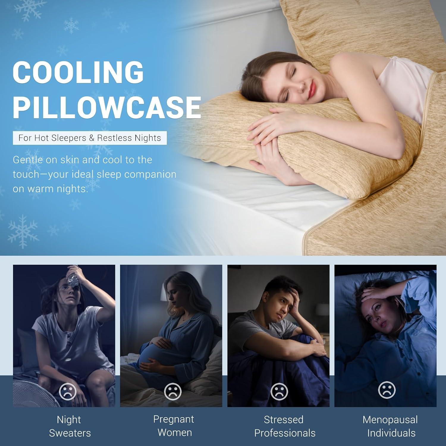 Funda de Almohada Refrigerante Elegear Estándar 20x66 cm Beige