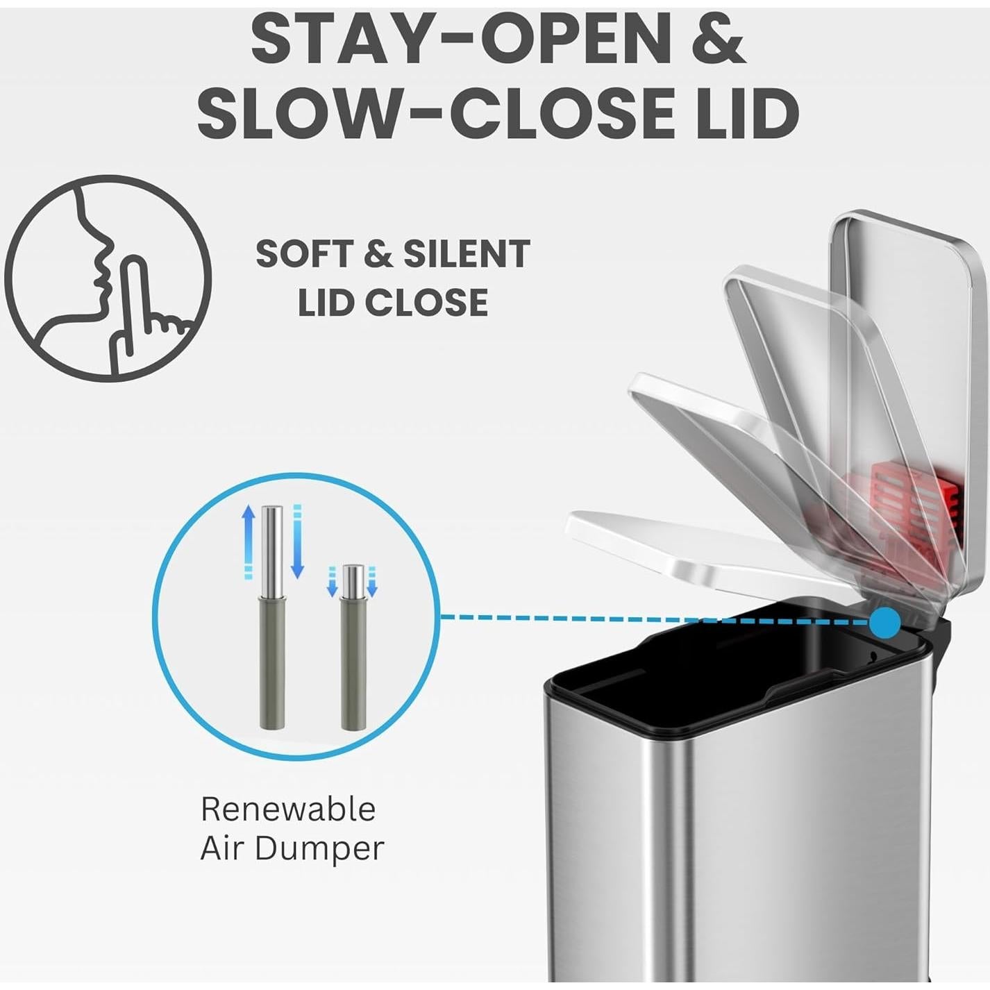 Basurero Slim iTouchless 11.4L Acero Inoxidable Control Olores