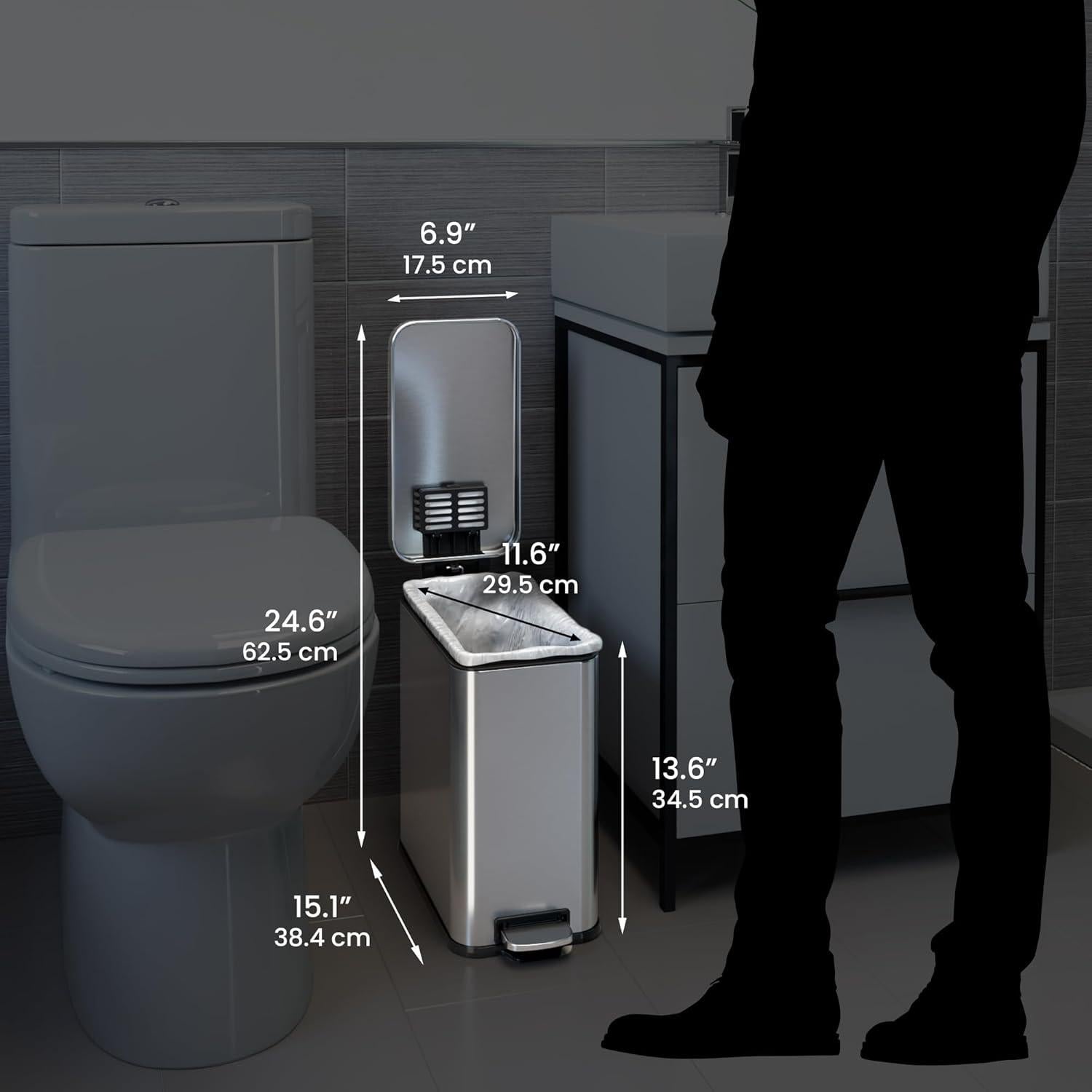 Basurero Slim iTouchless 11.4L Acero Inoxidable Control Olores
