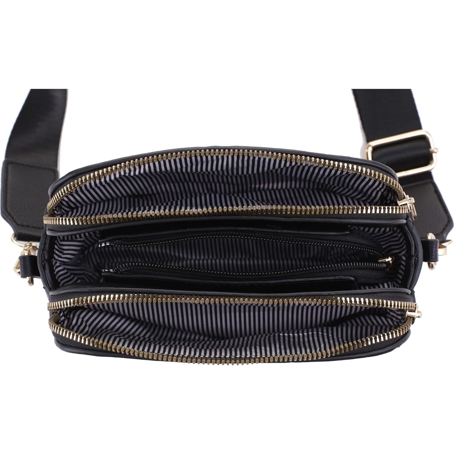 Bolso Cruzado EVVE para Mujeres en Cuero Vegano Negro