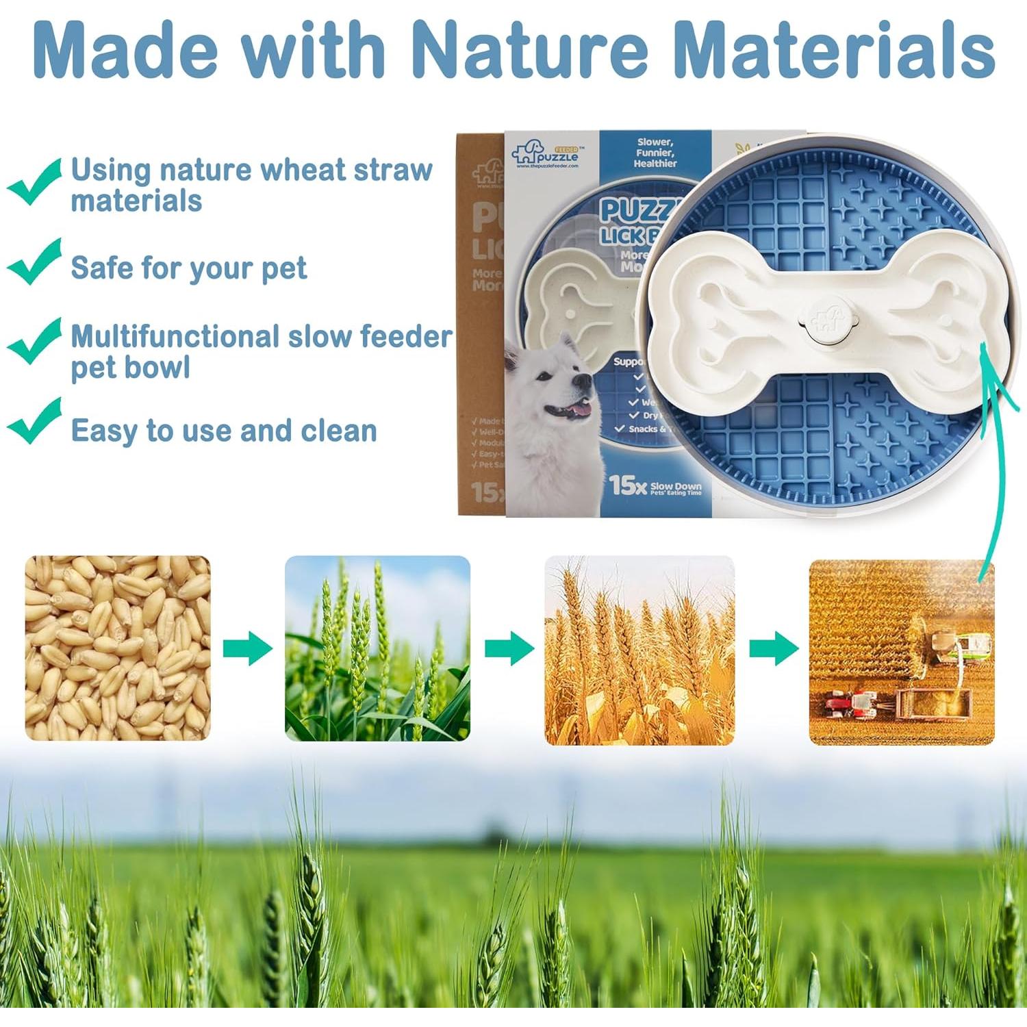 Cuenco de Alimentación Lenta Suhaco 4 en 1 para Perros Azul