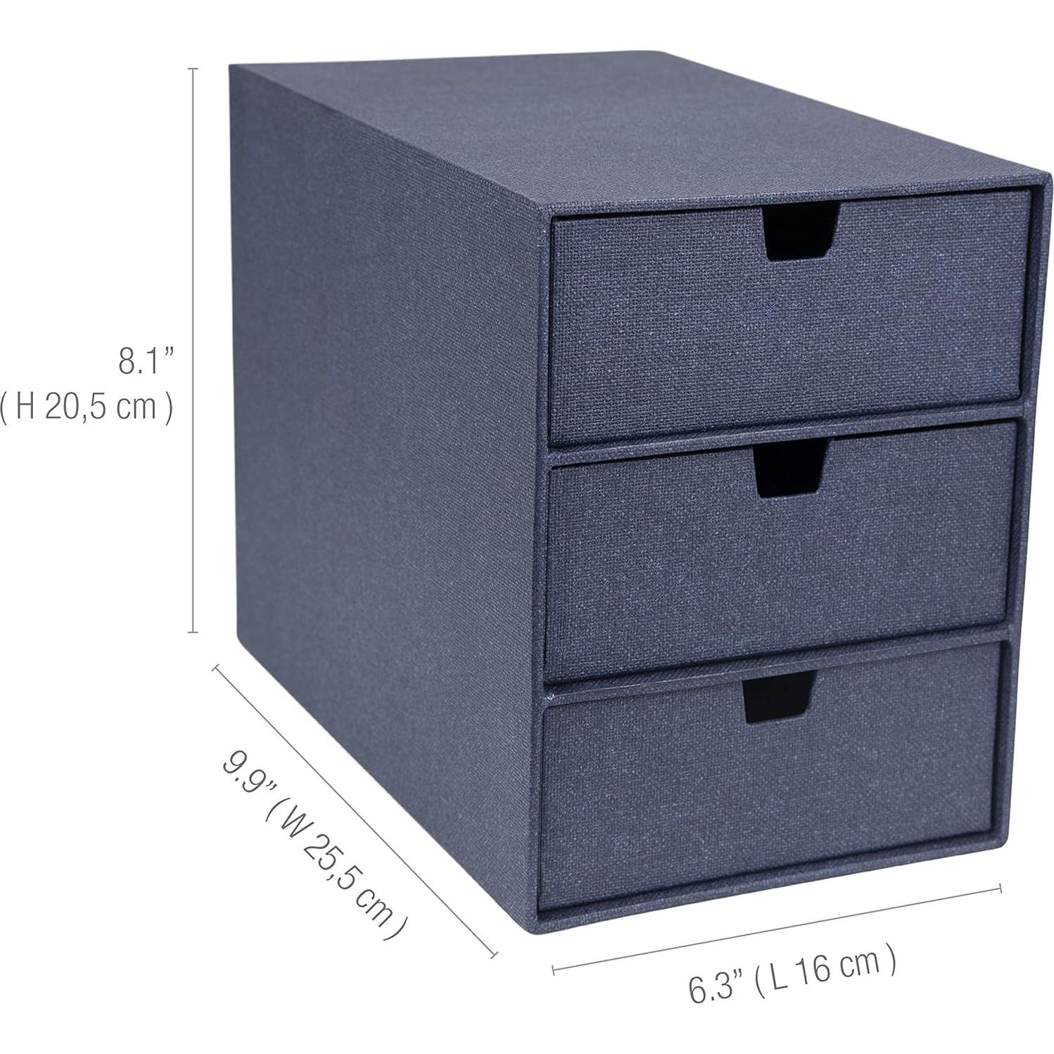 Organizador de Escritorio Bigso Ingrid 3 Cajones Azul 16.5x20.3x25.4cm