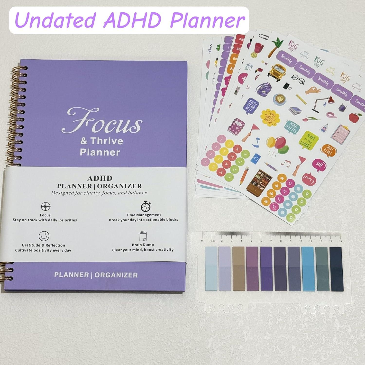 Planificador Diario TDAH Uflognirz 18x25 cm Púrpura Sin Fecha