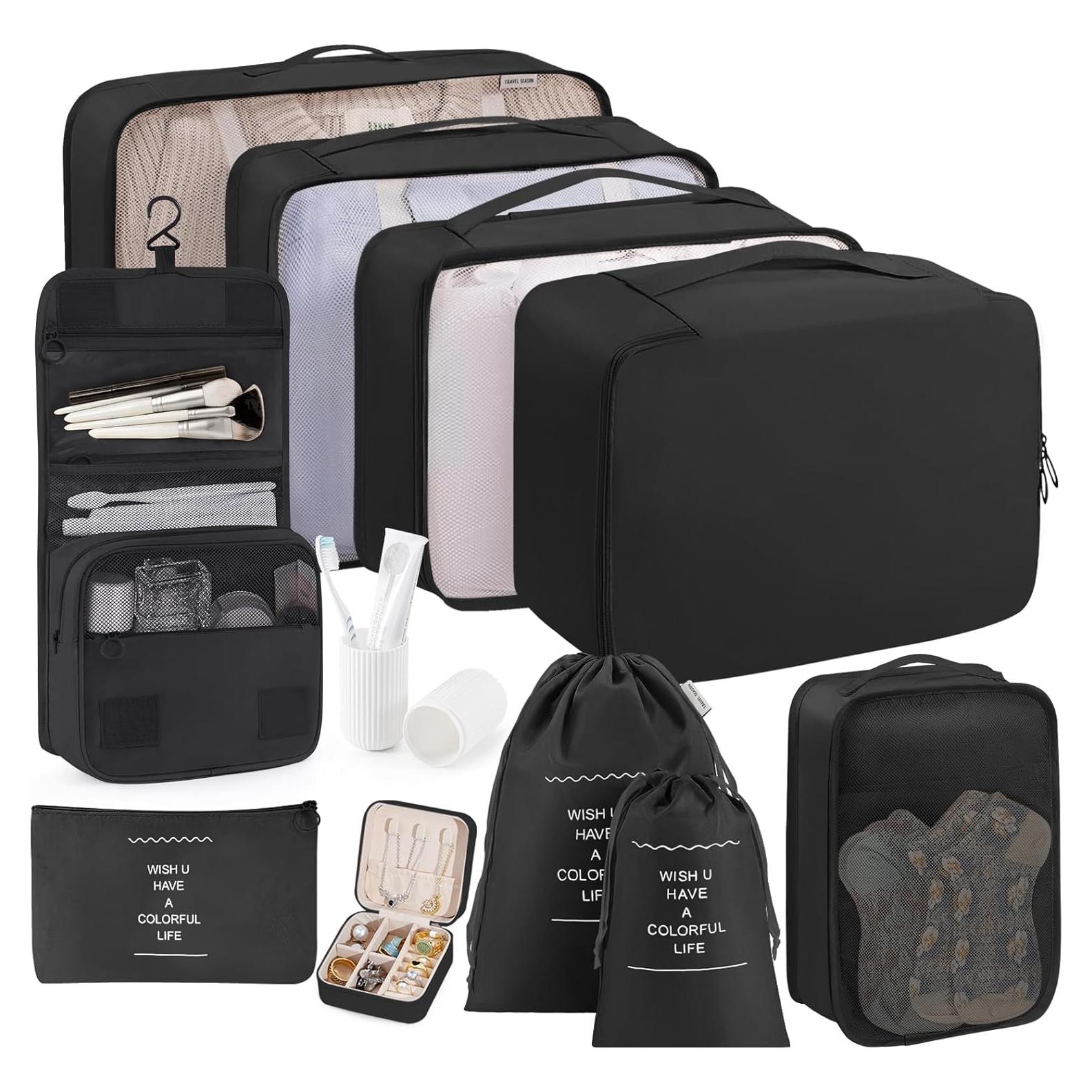 Juego de Cubos de Empaque 11 TRMFUSA Negro Organizador de Viaje