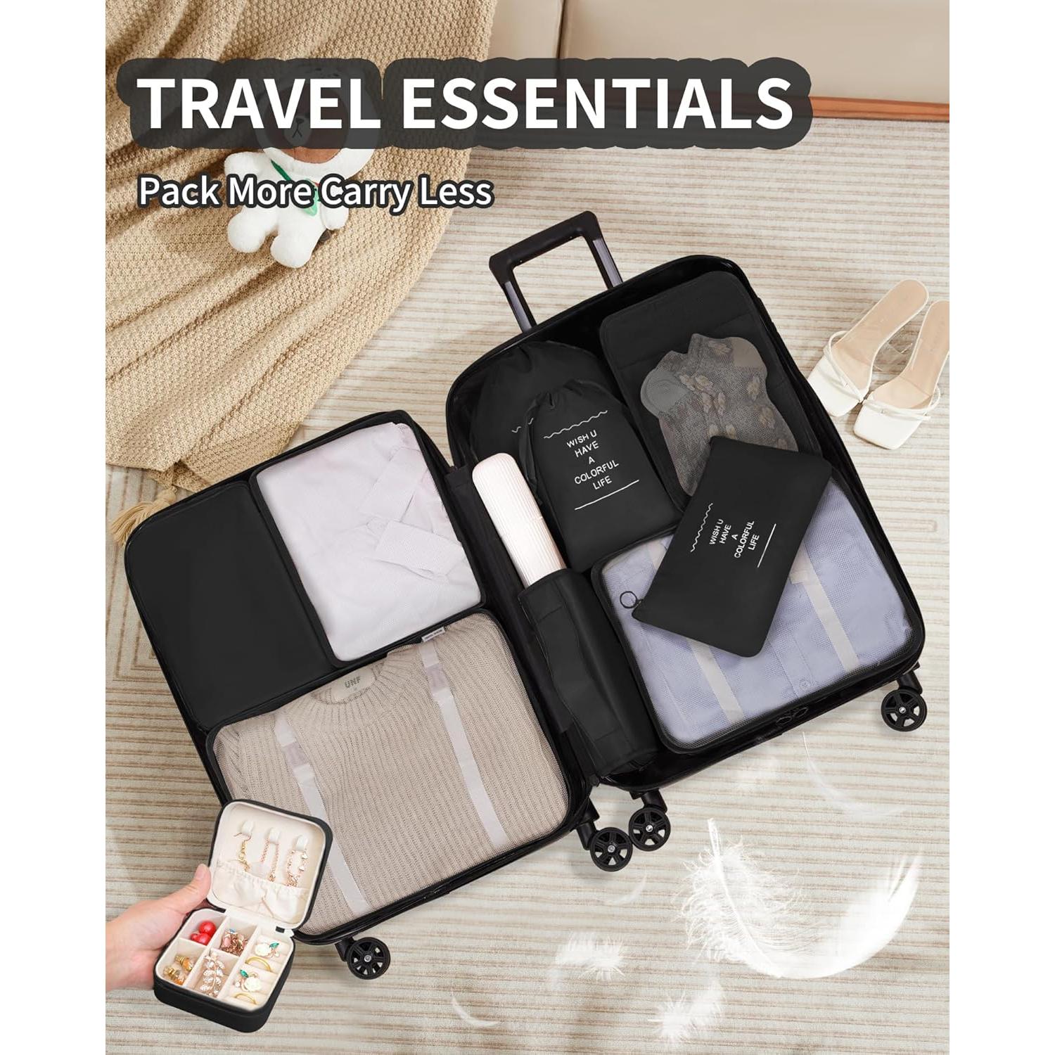 Juego de Cubos de Empaque 11 TRMFUSA Negro Organizador de Viaje