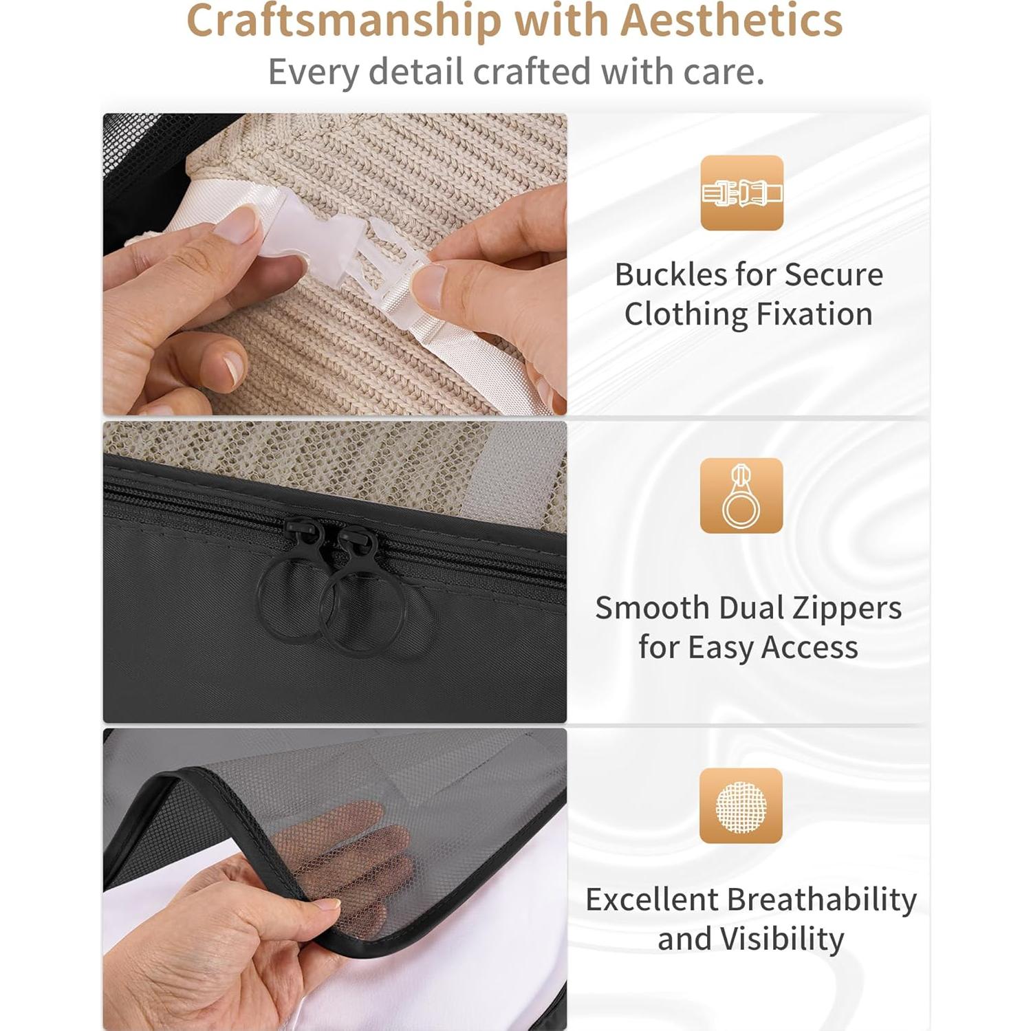 Juego de Cubos de Empaque 11 TRMFUSA Negro Organizador de Viaje