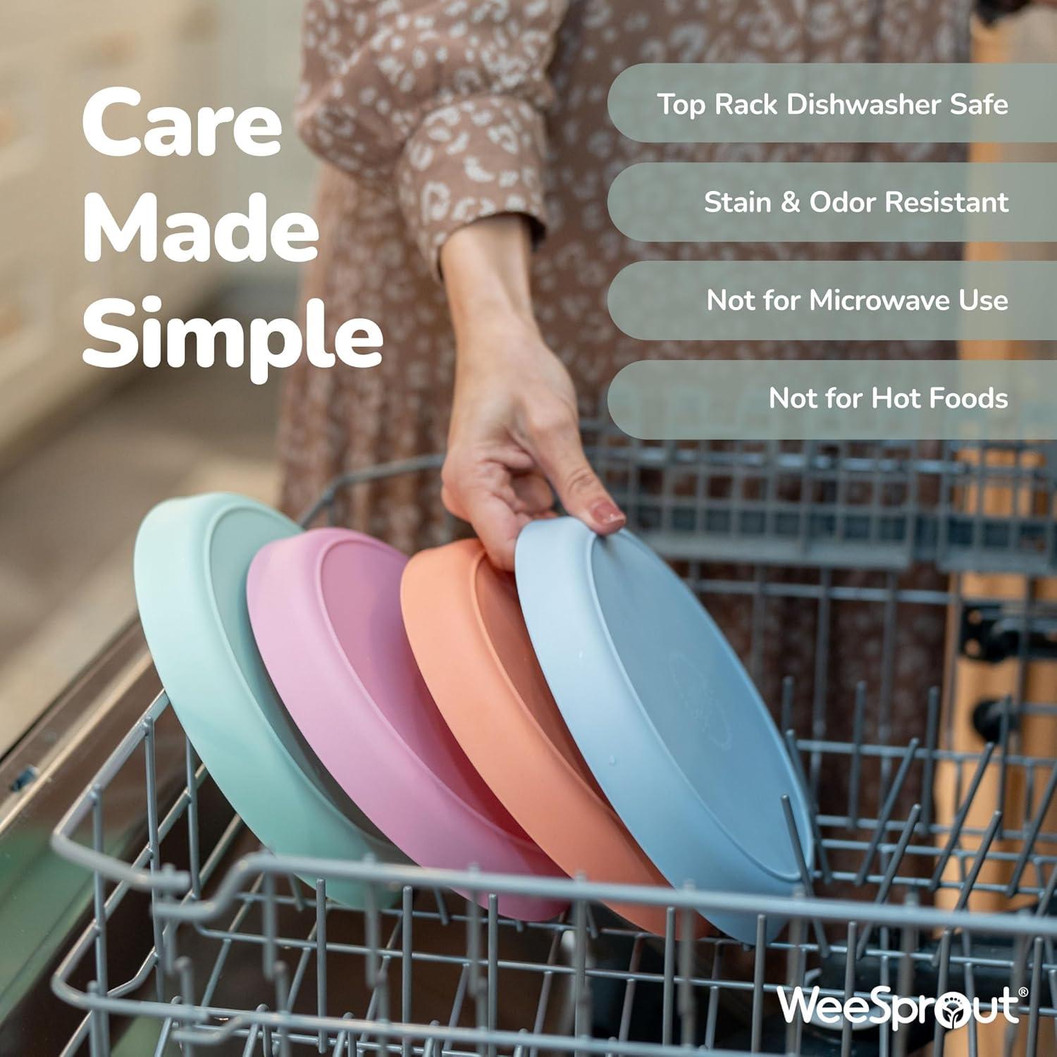 Set de 4 Platos de Bambú WeeSprout con Tapa Silicona