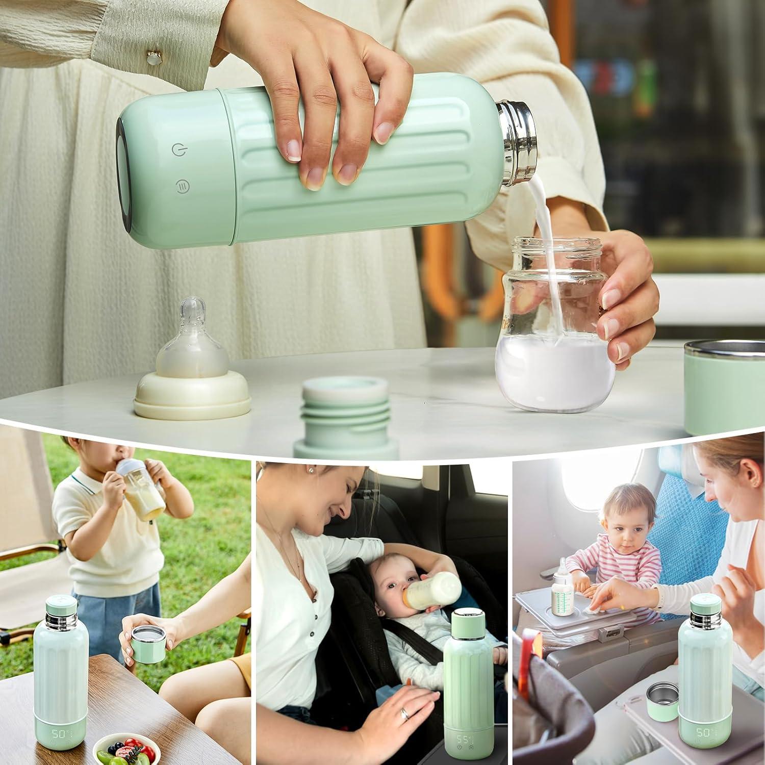 Calentador de Botellas Portátil Verde 500 ml con Pantalla LED