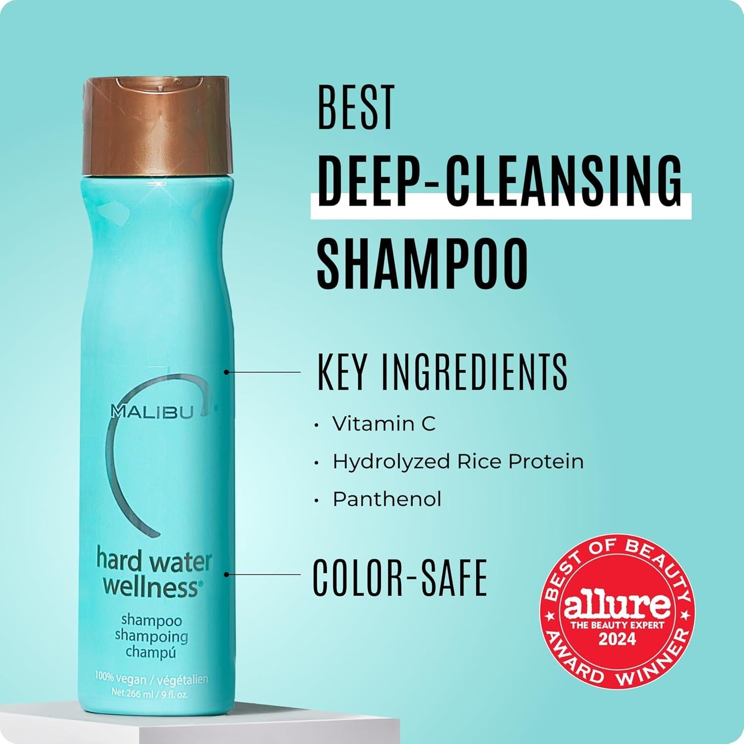 Champú Malibu C Hard Water Wellness 266 ml - Hidratante sin sulfatos