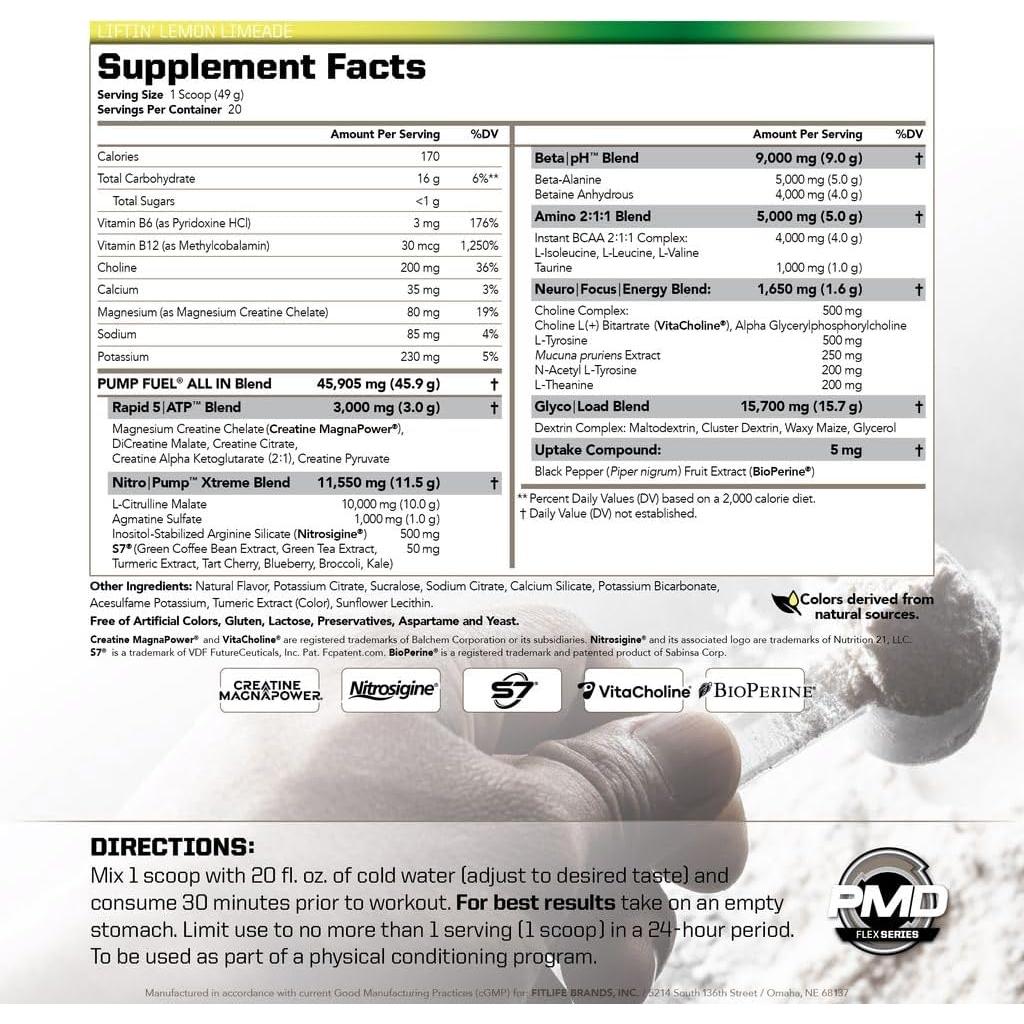 PMD Pump Fuel Pre Entrenamiento Caffeine Free 20 Porciones