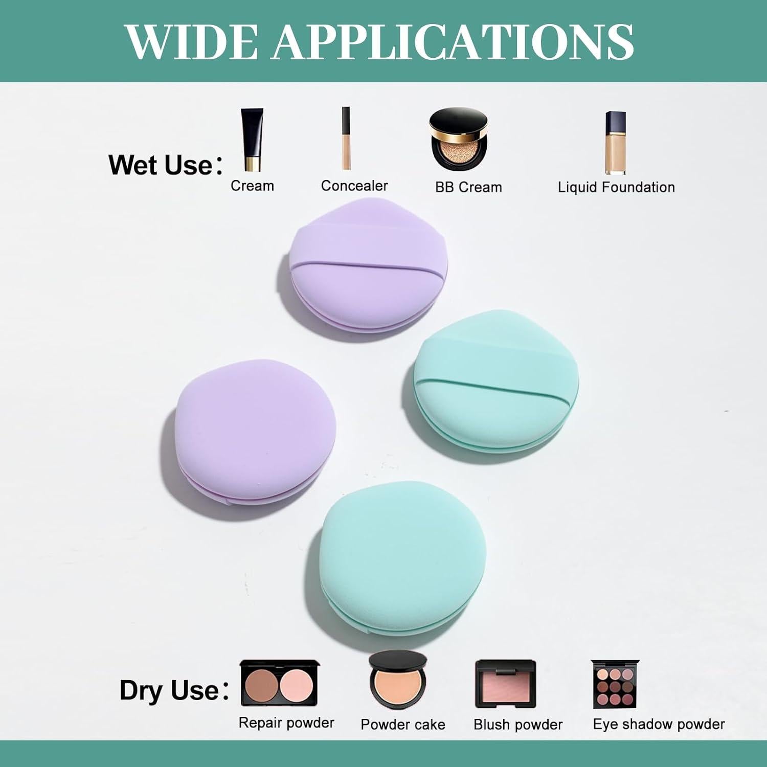 Esponjas de Maquillaje BS-MALL Paquete de 4 Multicolores