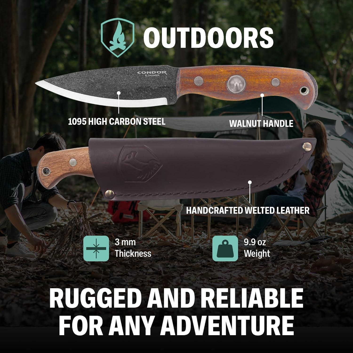Cuchillo Bushcraft Condor Wayfinder - Acero 1095 - Mango Nogal - 25.4cm