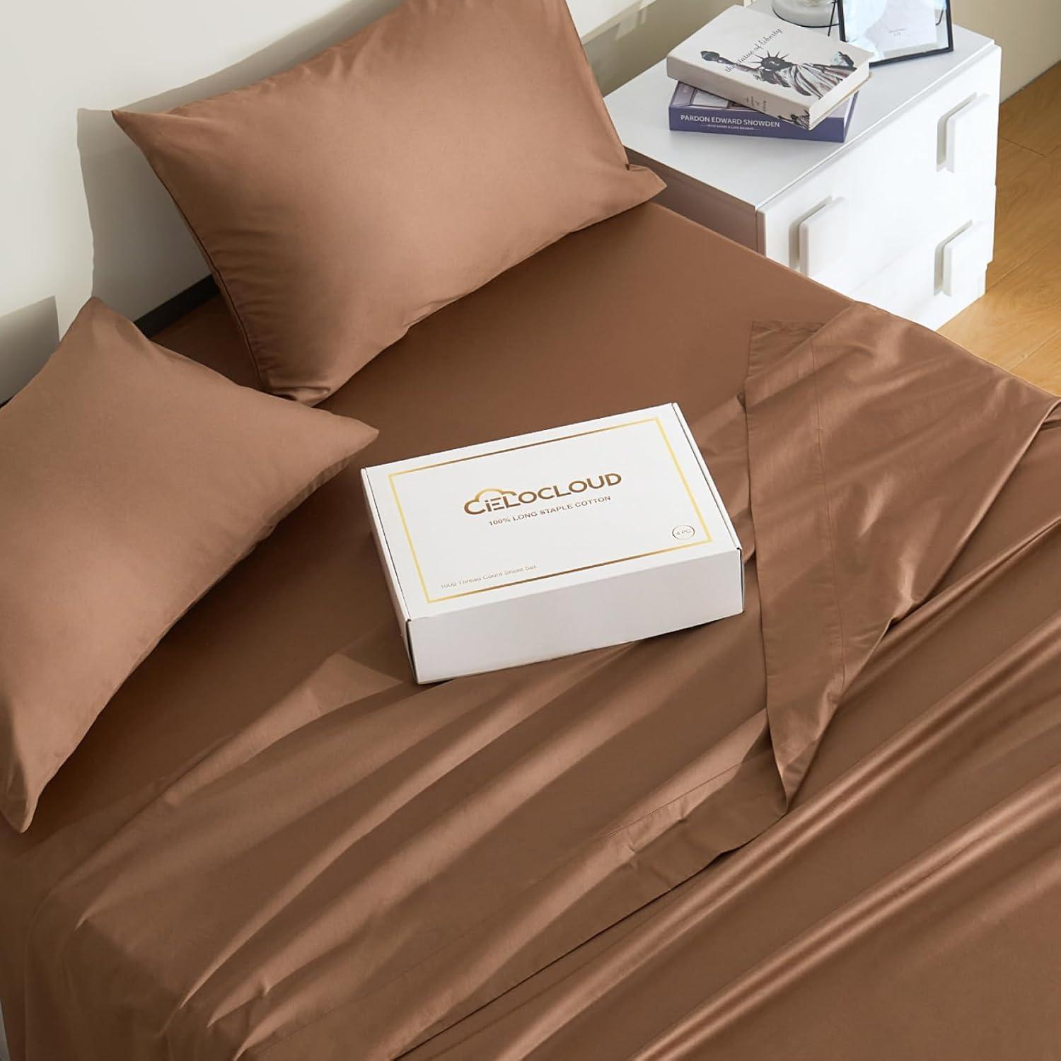 Juego de Sábanas Queen CieloCloud 100% Algodón 1000 Hilos 4PCS