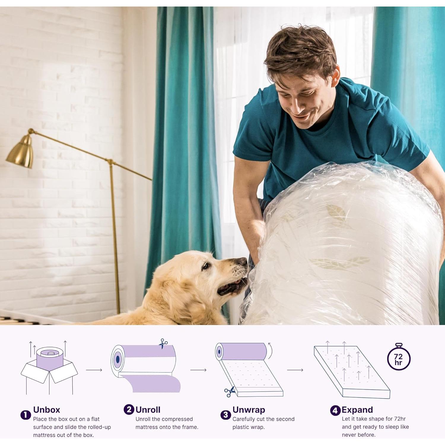 Colchón Twin NapQueen Espuma Viscoelástica 15 cm Té Verde