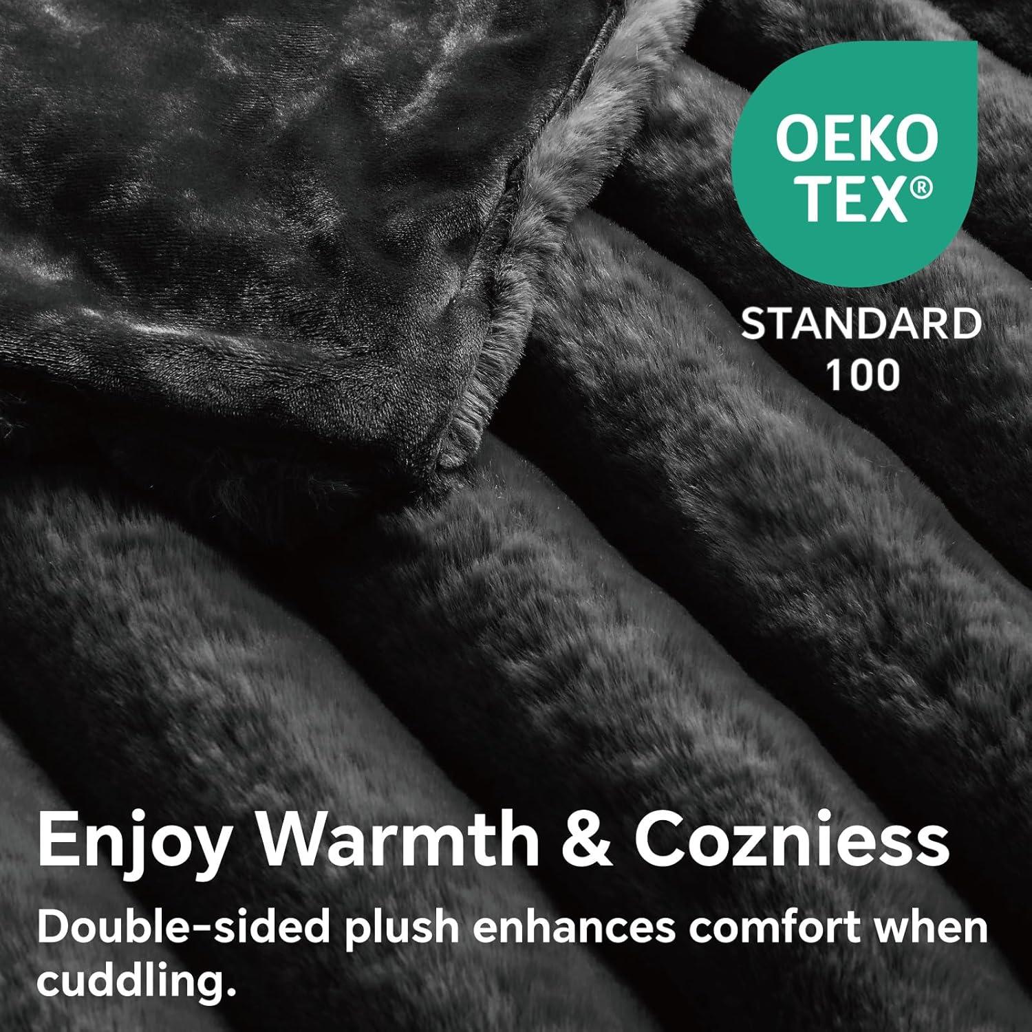 Manta de Piel Sintética BEDELITE 127x152cm Negra Gruesa y Cálida