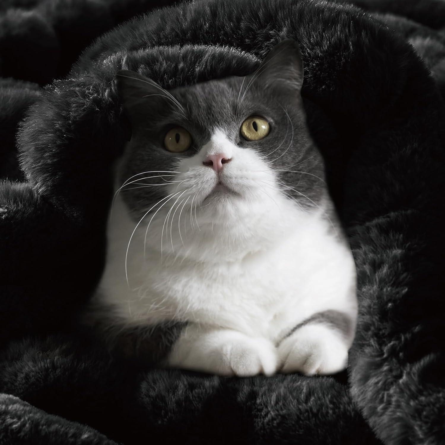 Manta de Piel Sintética BEDELITE 127x152cm Negra Gruesa y Cálida