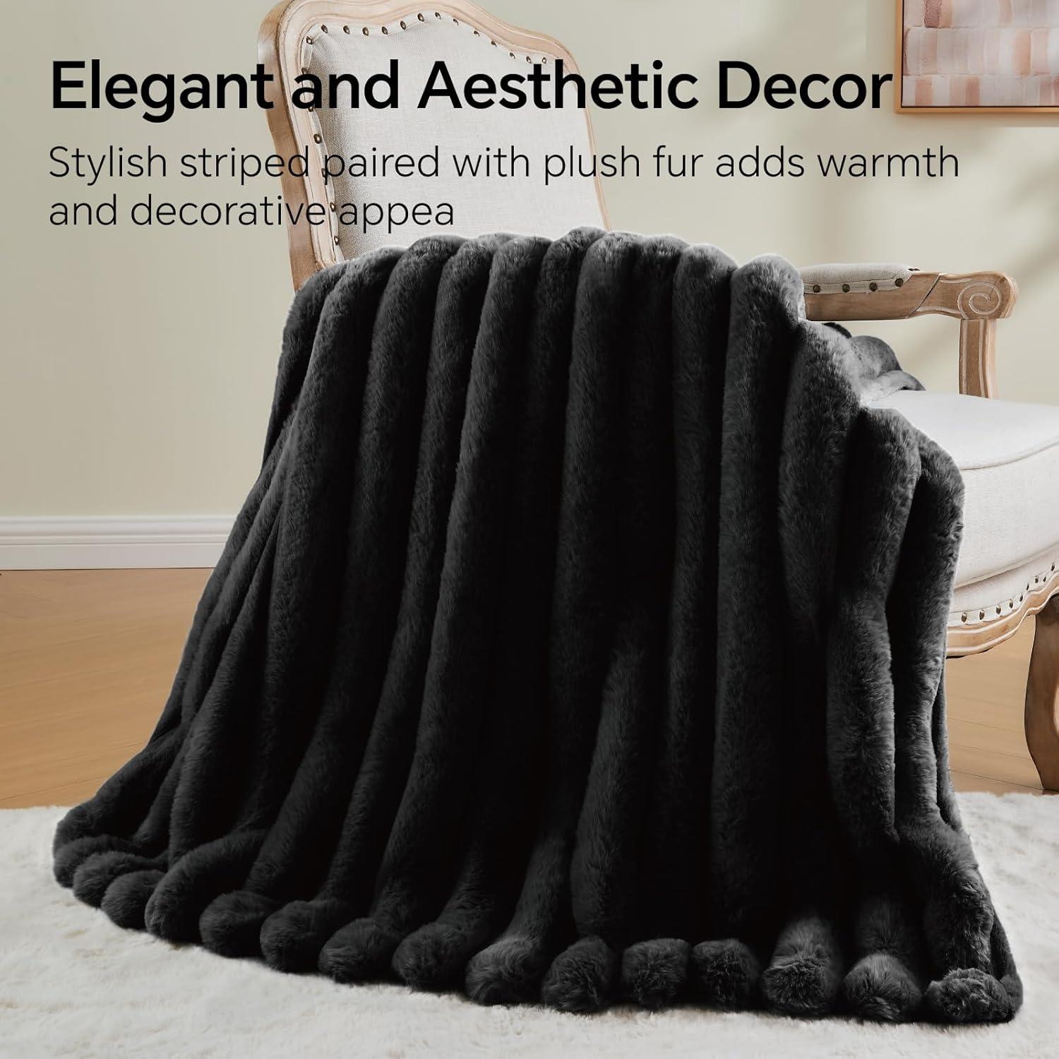 Manta de Piel Sintética BEDELITE 127x152cm Negra Gruesa y Cálida