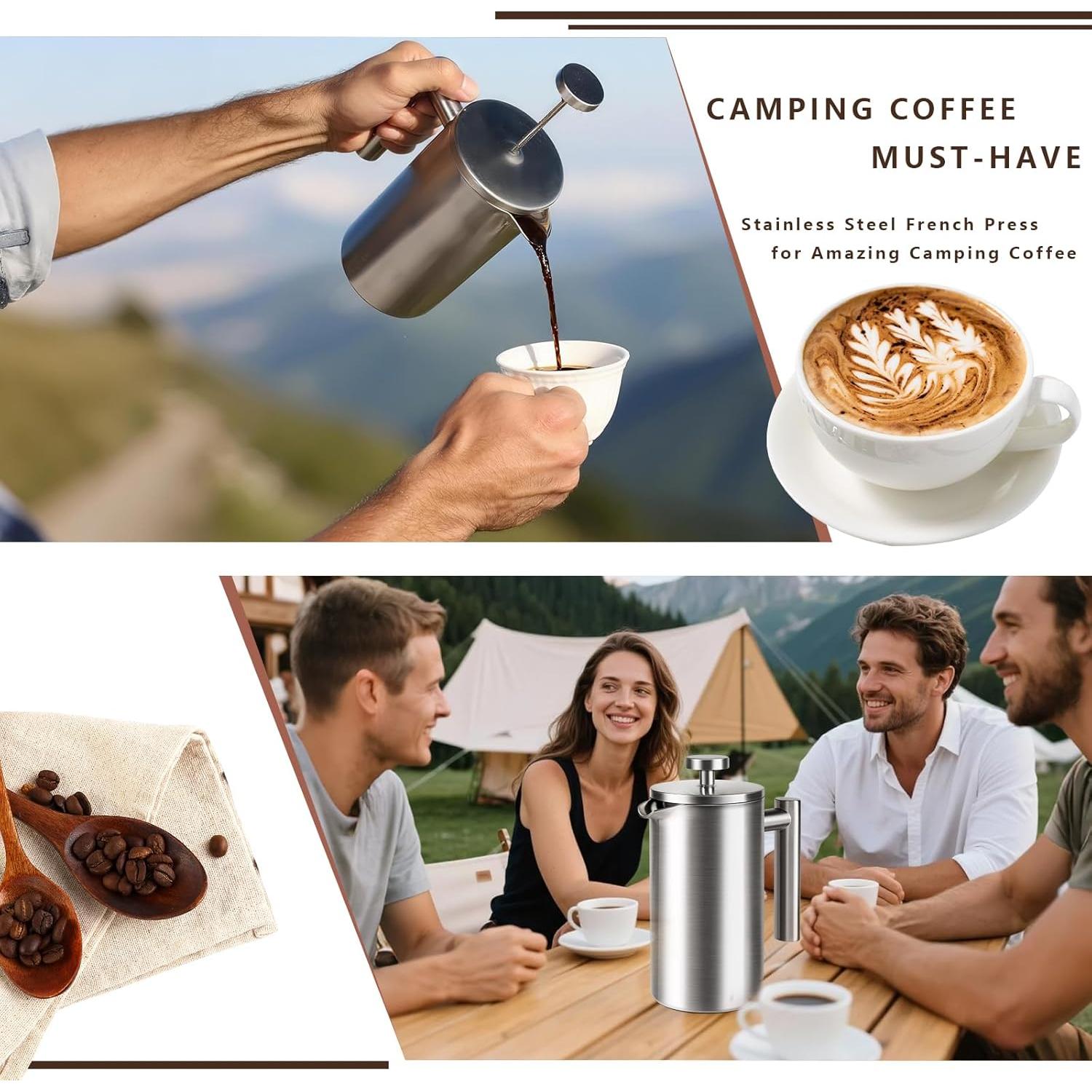 Prensa Francesa de Café AgcKuzt 34 oz Acero Inoxidable Doble Pared