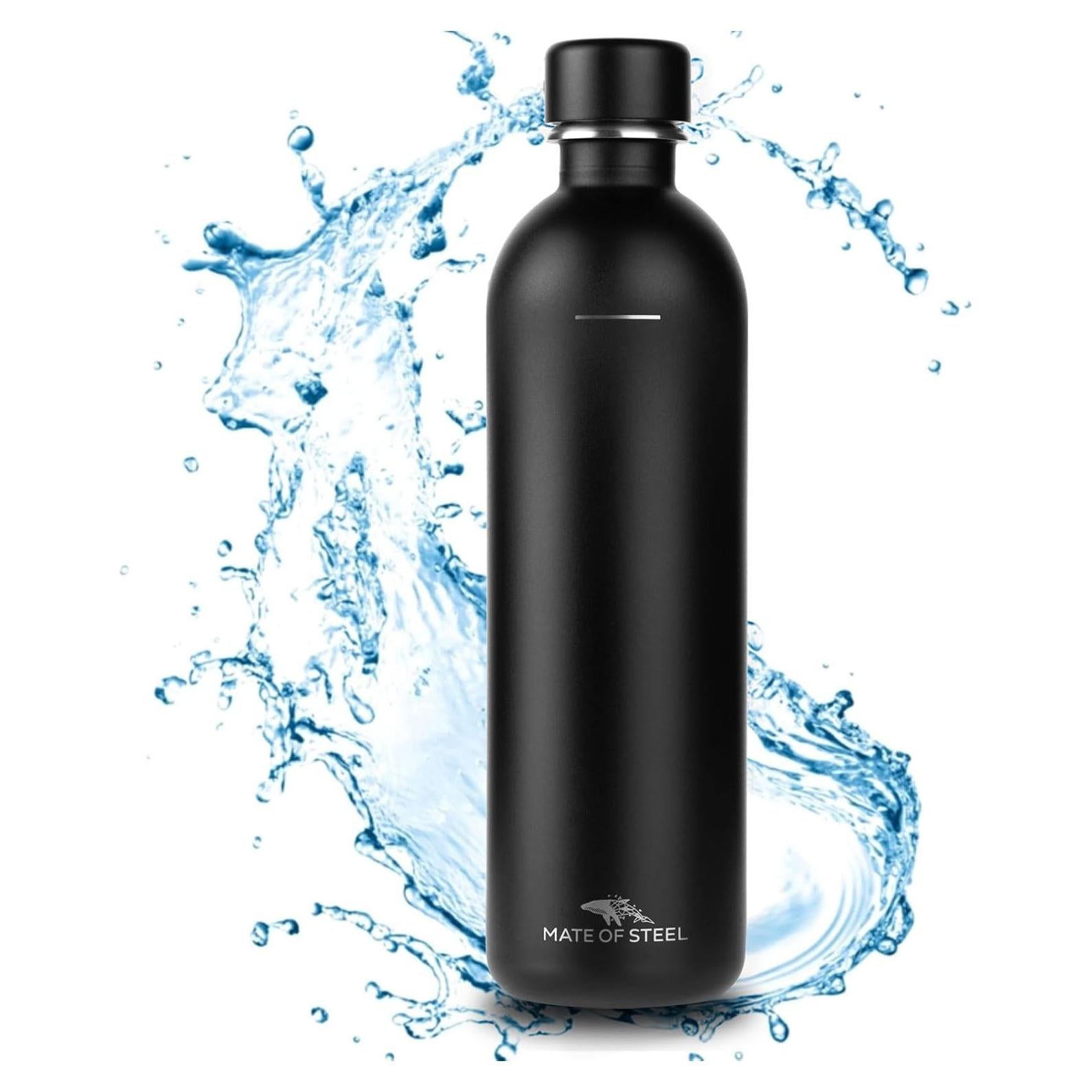 Botella de Acero Inoxidable 1L MATE OF STEEL Moby Dick Negra