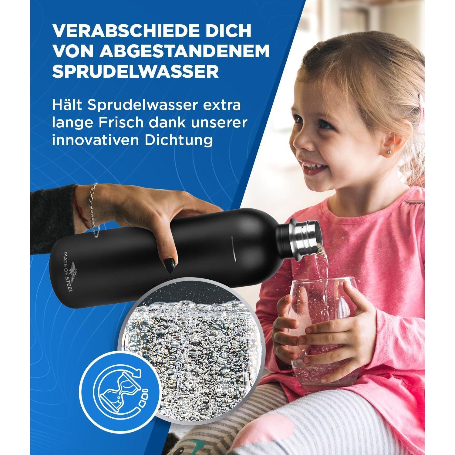 Botella de Acero Inoxidable 1L MATE OF STEEL Moby Dick Negra