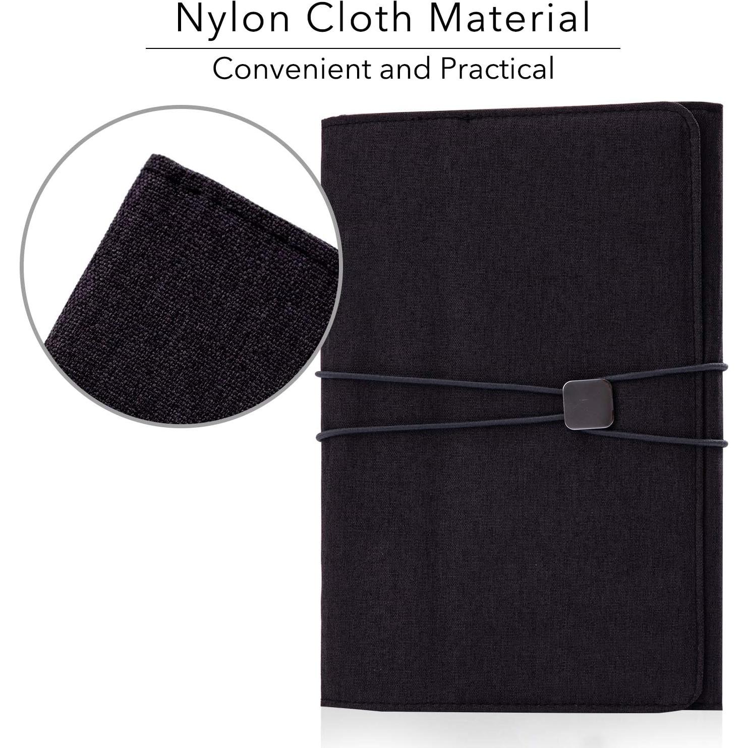 Funda Folio KGMCARE A5 Negra con Multi Bolsillos y Bucle