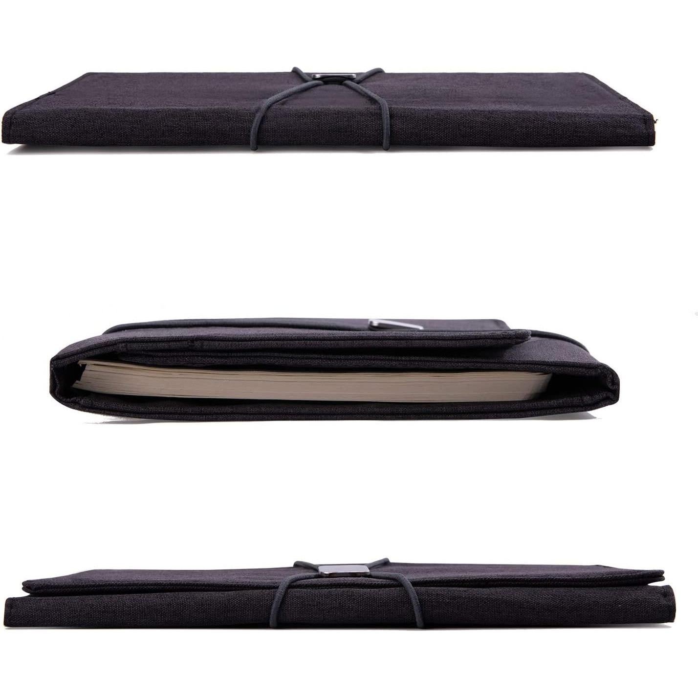 Funda Folio KGMCARE A5 Negra con Multi Bolsillos y Bucle