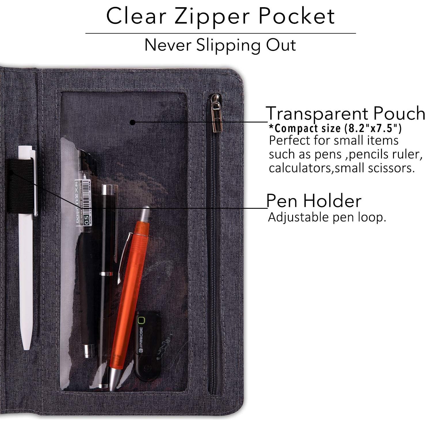 Funda Folio KGMCARE A5 Negra con Multi Bolsillos y Bucle