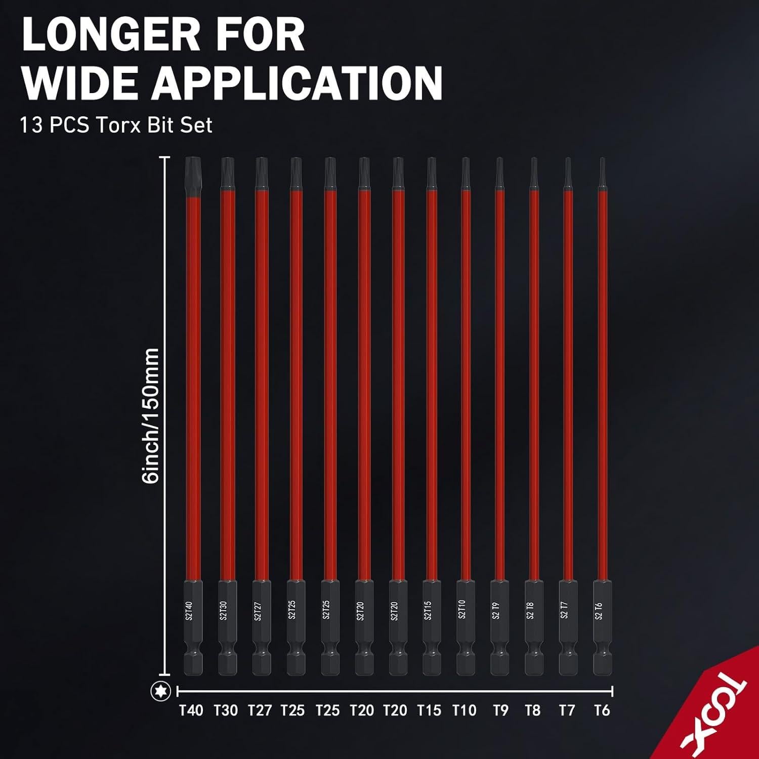 Juego de Puntas Torx 13 Piezas XOOL 150mm Acero S2 Magnético