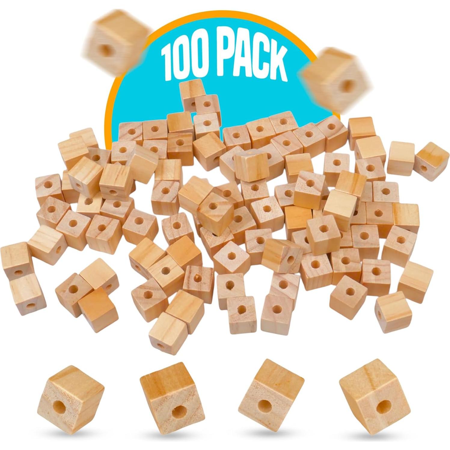 Cubos de Madera sin Terminar STEM Inventions - 100 Piezas 1.27 cm