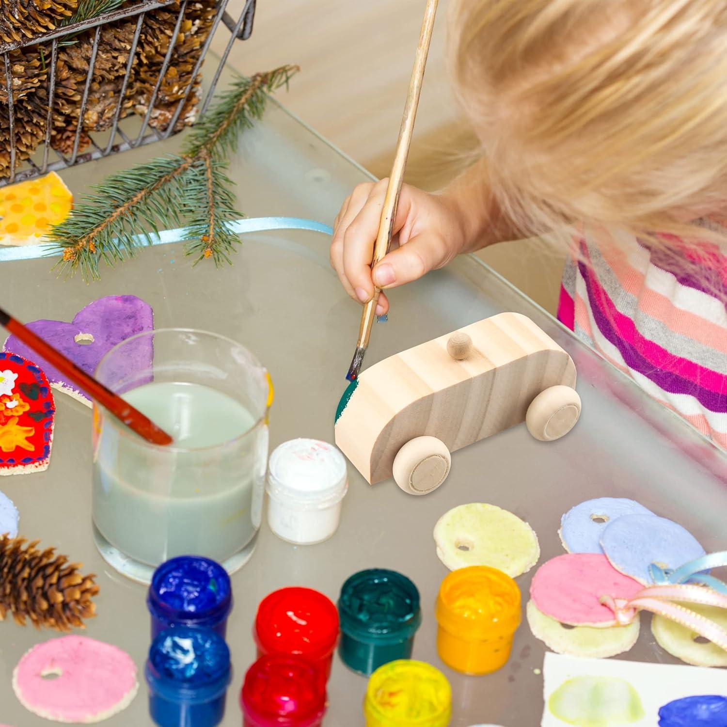 Haconba 18 Autos de Madera DIY Personalizables para Pintar