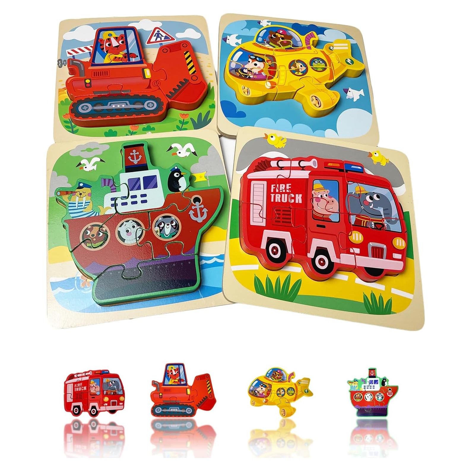 Rompecabezas de Madera Zynofex para Niños 3-4 Años Vehículos