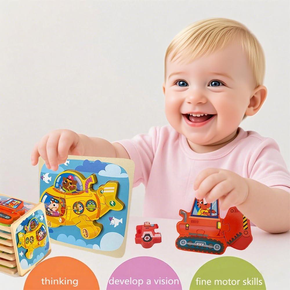 Rompecabezas de Madera Zynofex para Niños 3-4 Años Vehículos
