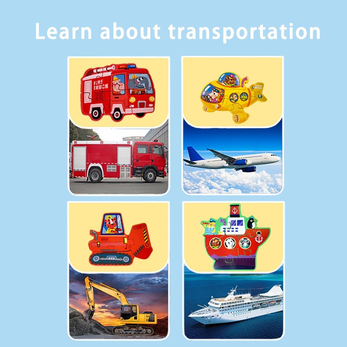 Rompecabezas de Madera Zynofex para Niños 3-4 Años Vehículos