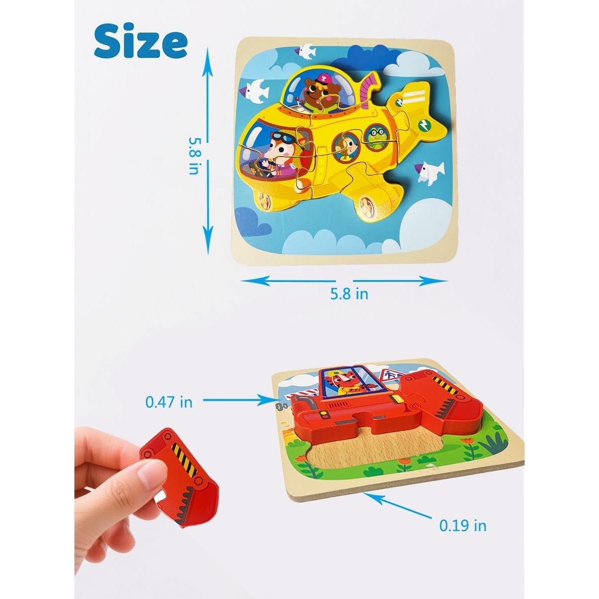 Rompecabezas de Madera Zynofex para Niños 3-4 Años Vehículos