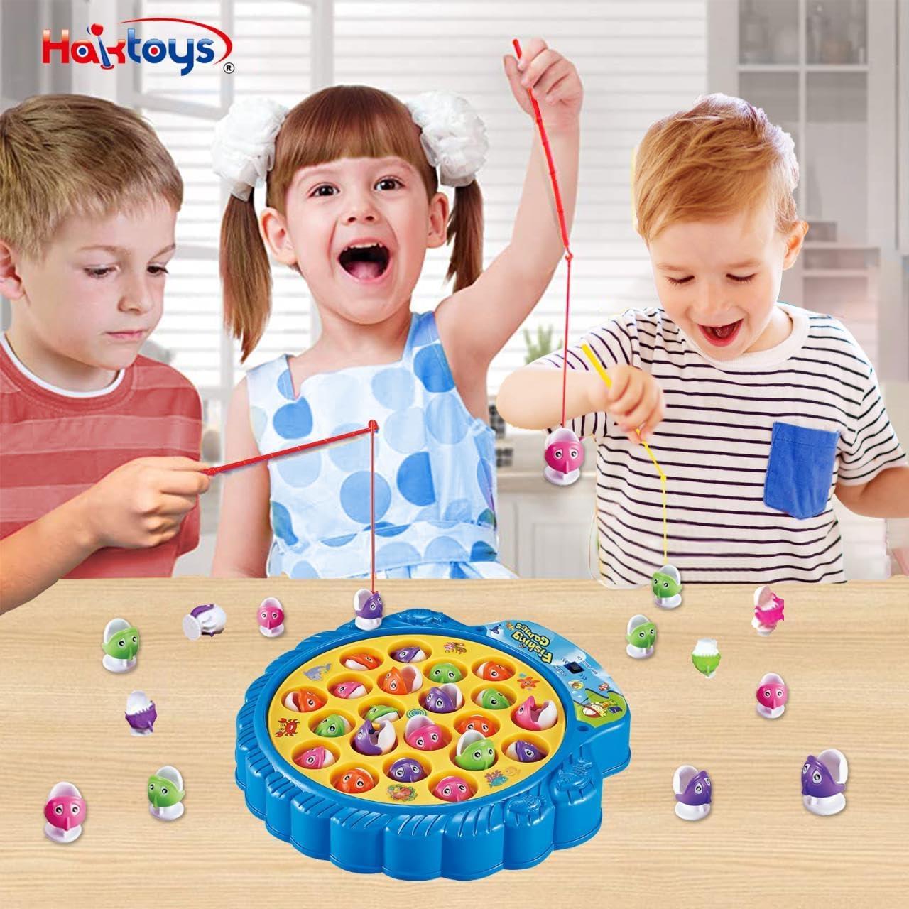Juego de Pesca Haktoys Rotatorio para Niños - 21 Peces y 4 Cañas