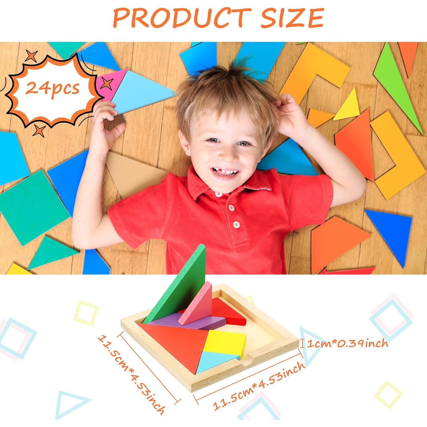 Puzzles Tangram de Madera Syhood 24 Piezas Brillantes