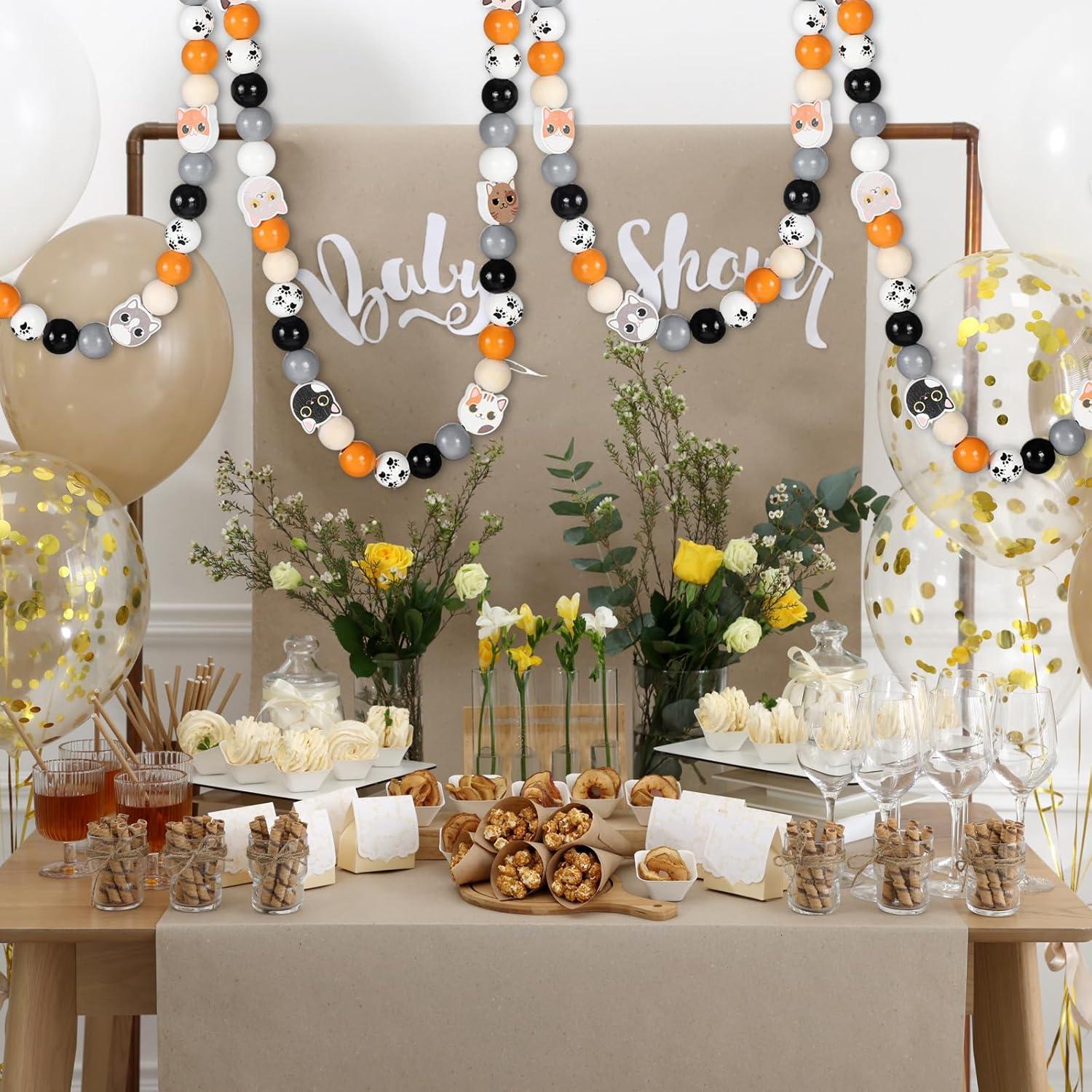 Waydress 200 Perlas de Madera Redondas Diseño Gato 16mm DIY