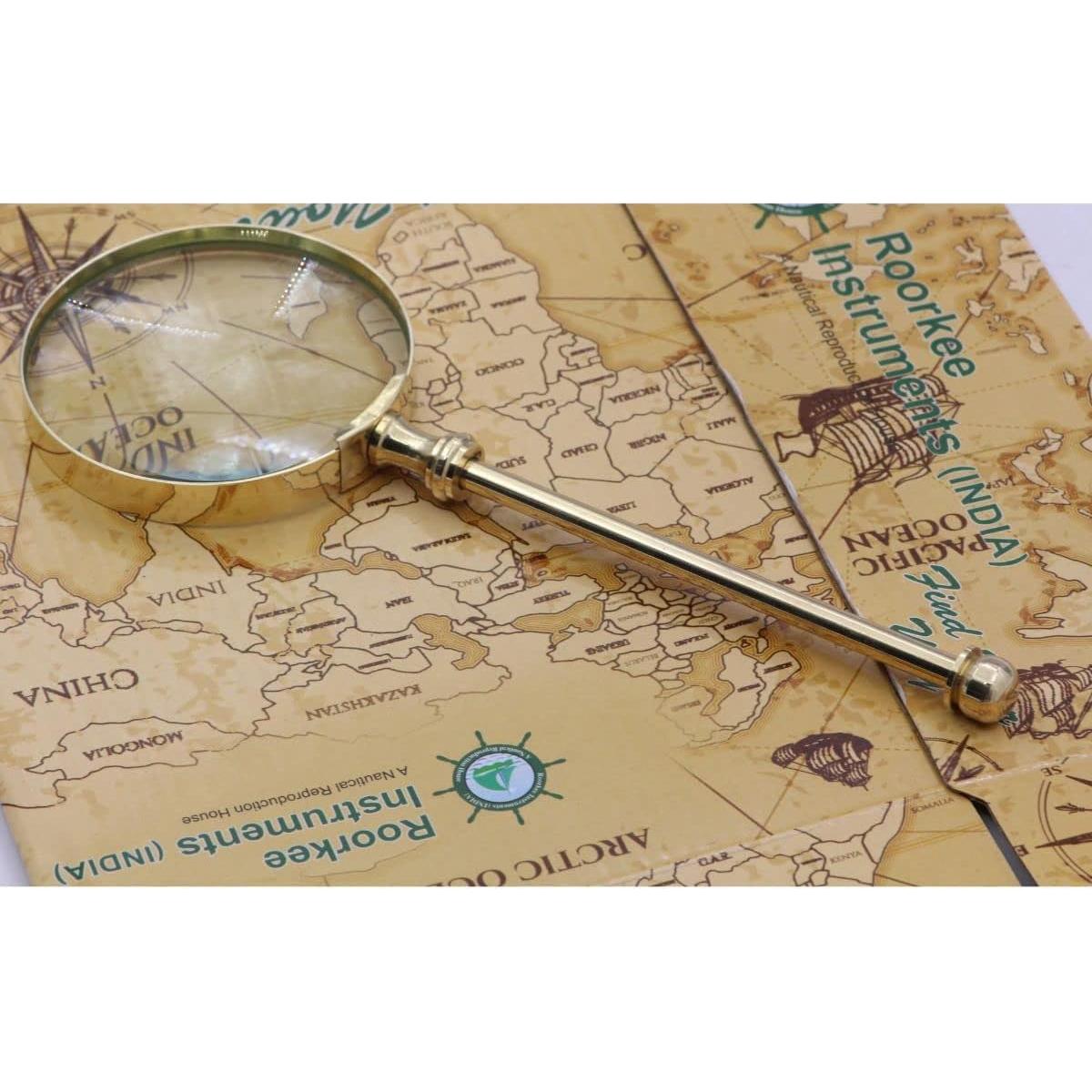 Lupa de Mano Roorkee de Latón Sólido 20.32 cm 5x