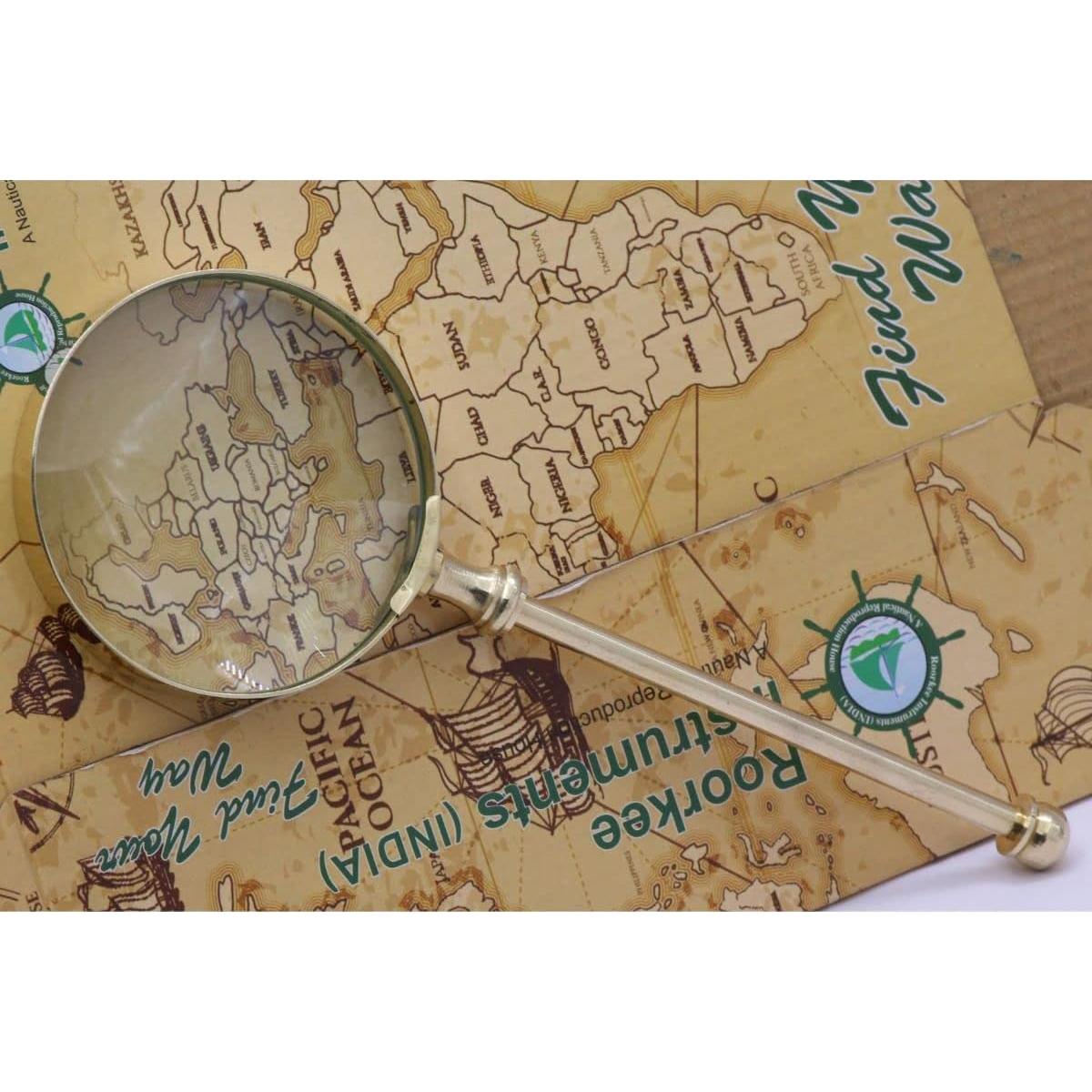 Lupa de Mano Roorkee de Latón Sólido 20.32 cm 5x