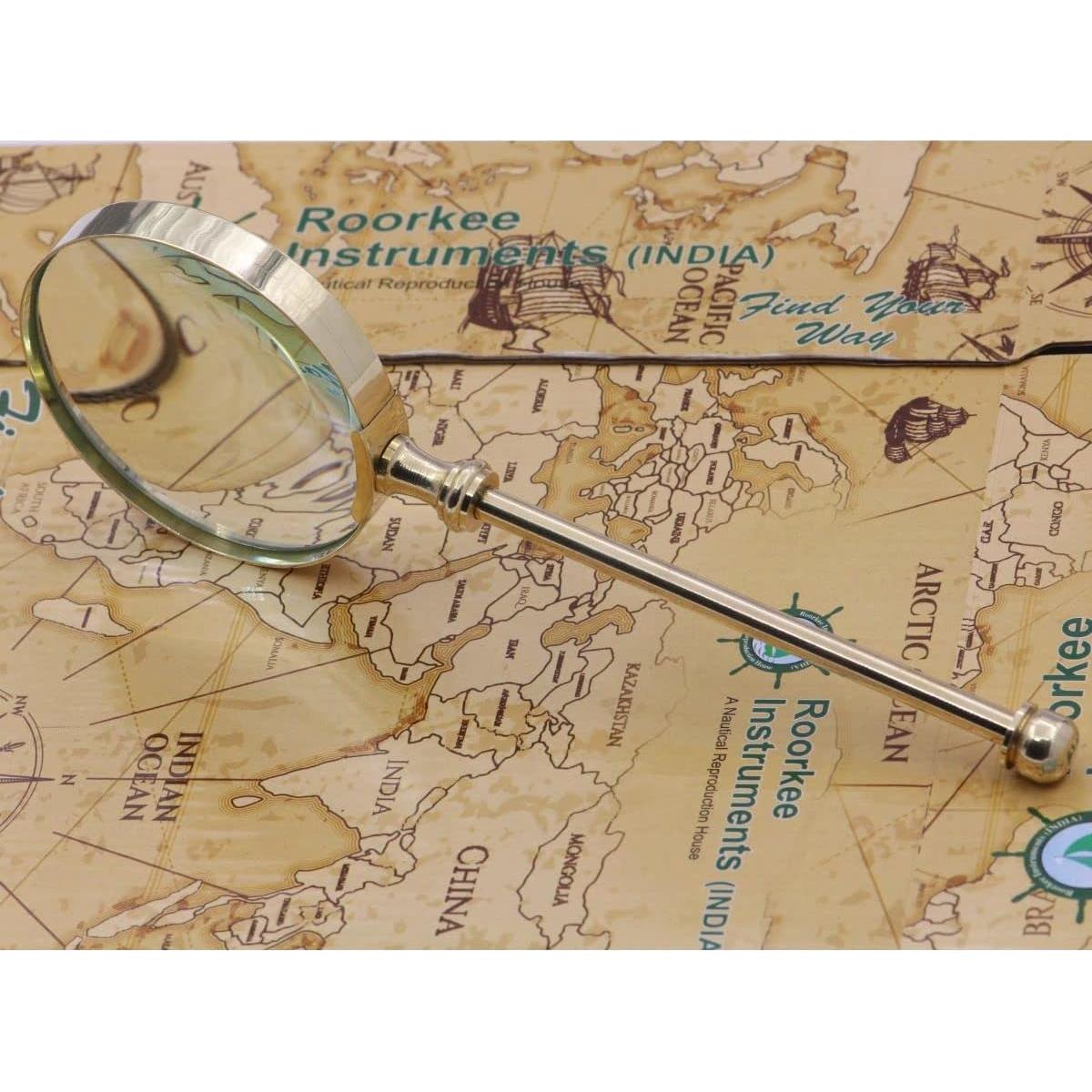 Lupa de Mano Roorkee de Latón Sólido 20.32 cm 5x