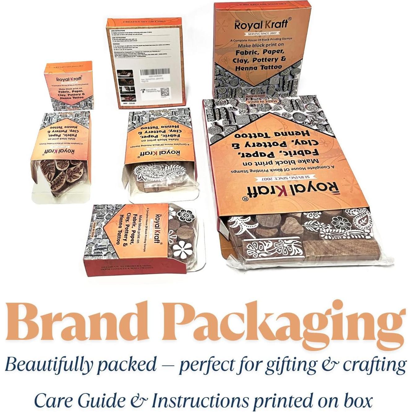 Sellos de impresión de madera Royal Kraft - Juego de 10 piezas