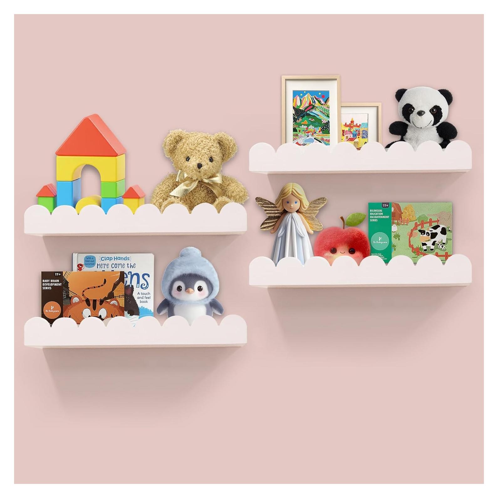 Estantes Flotantes de Madera Varbonia Set de 4 Blancos 40.64 cm