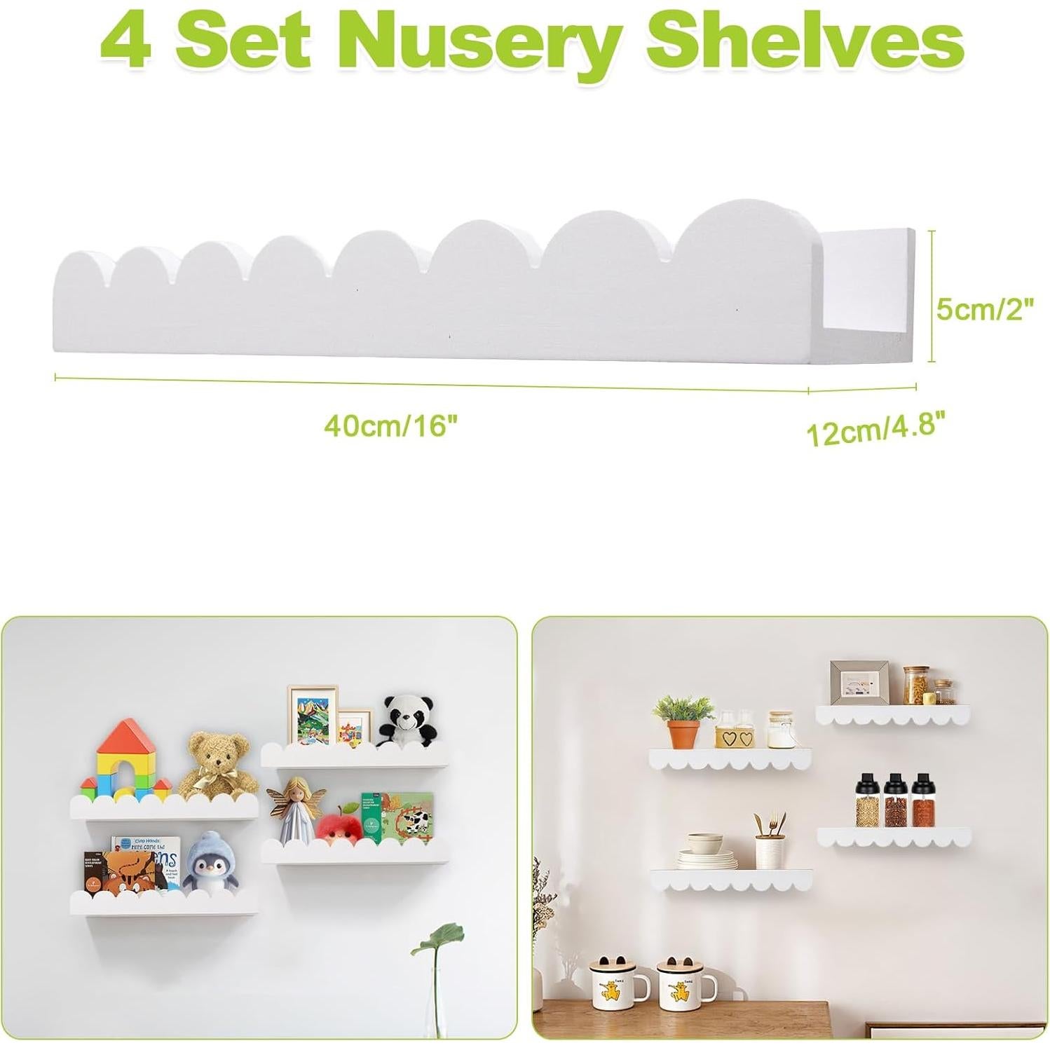 Estantes Flotantes de Madera Varbonia Set de 4 Blancos 40.64 cm